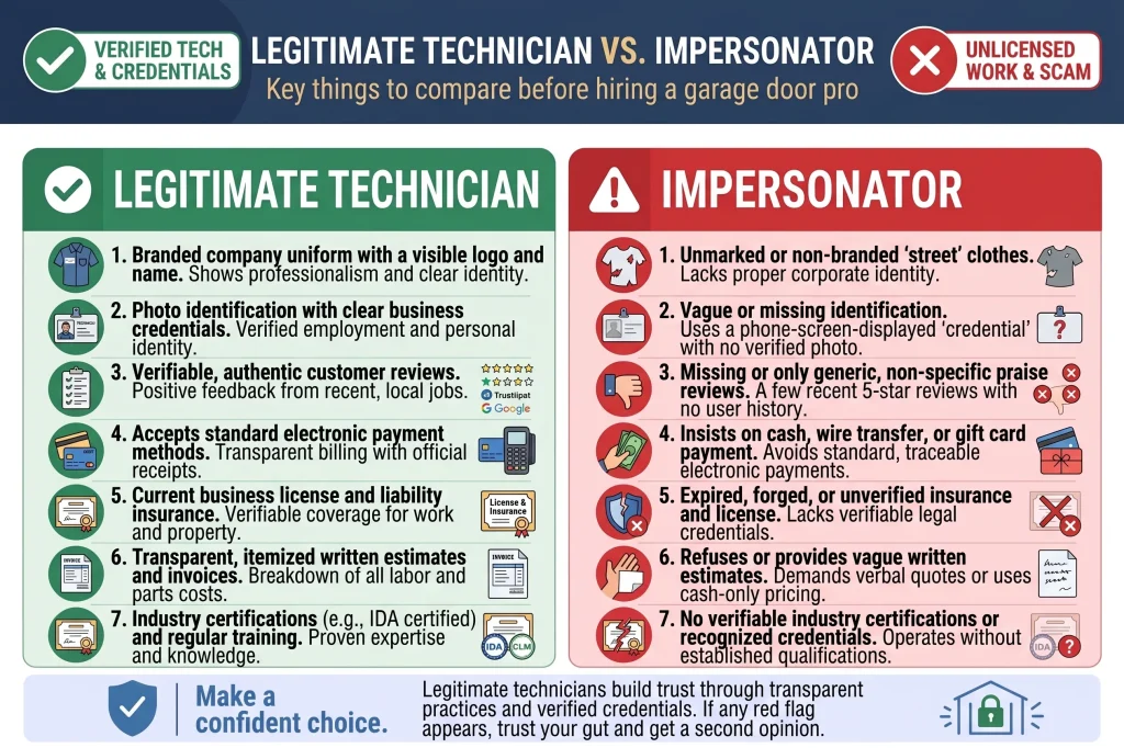 Legitimate technician vs. impersonator: what to compare